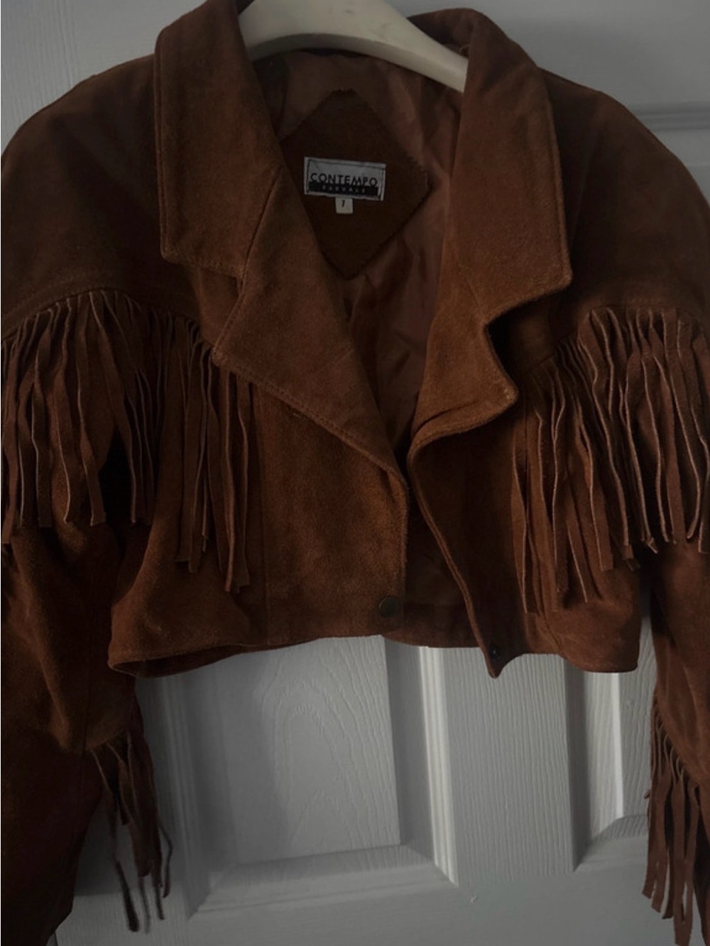 Brown Suede Fringe Cropped Jacket